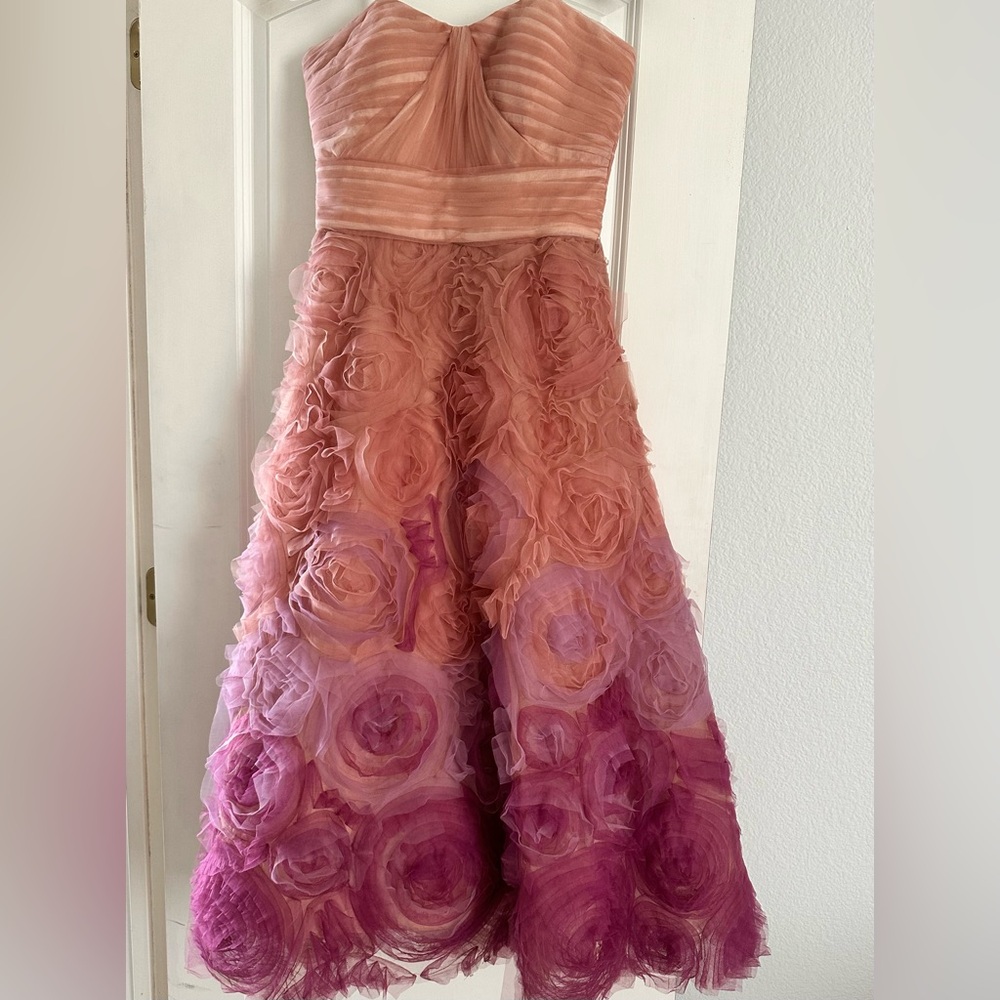 Marchesa Pink Strapless A-line Dress